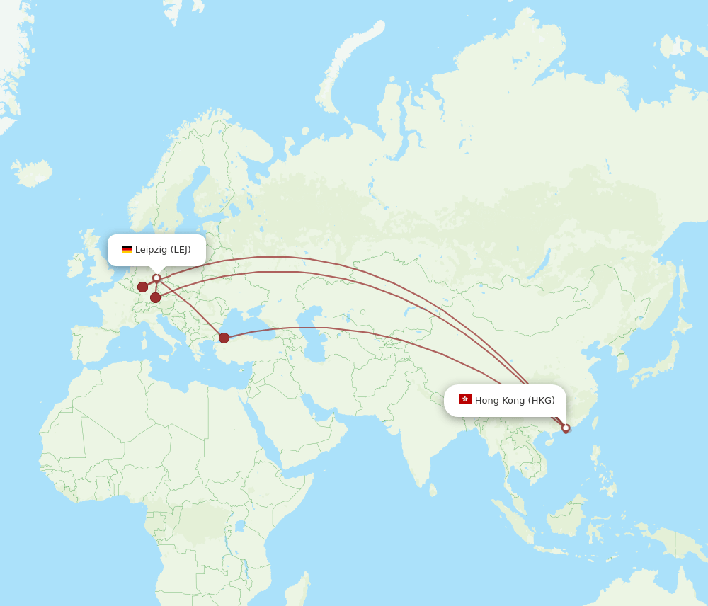 HKG-LEJ flight routes