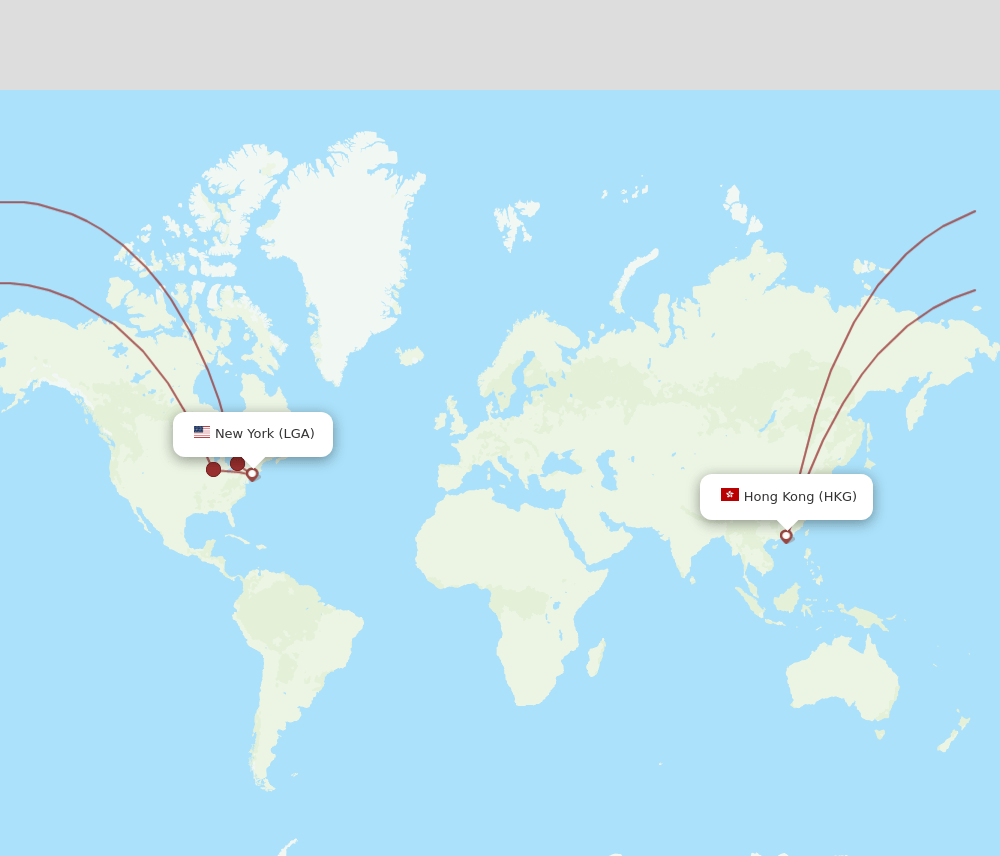 HKG to LGA flights and routes map