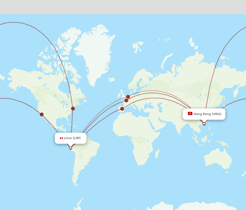 HKG to LIM flights and routes map