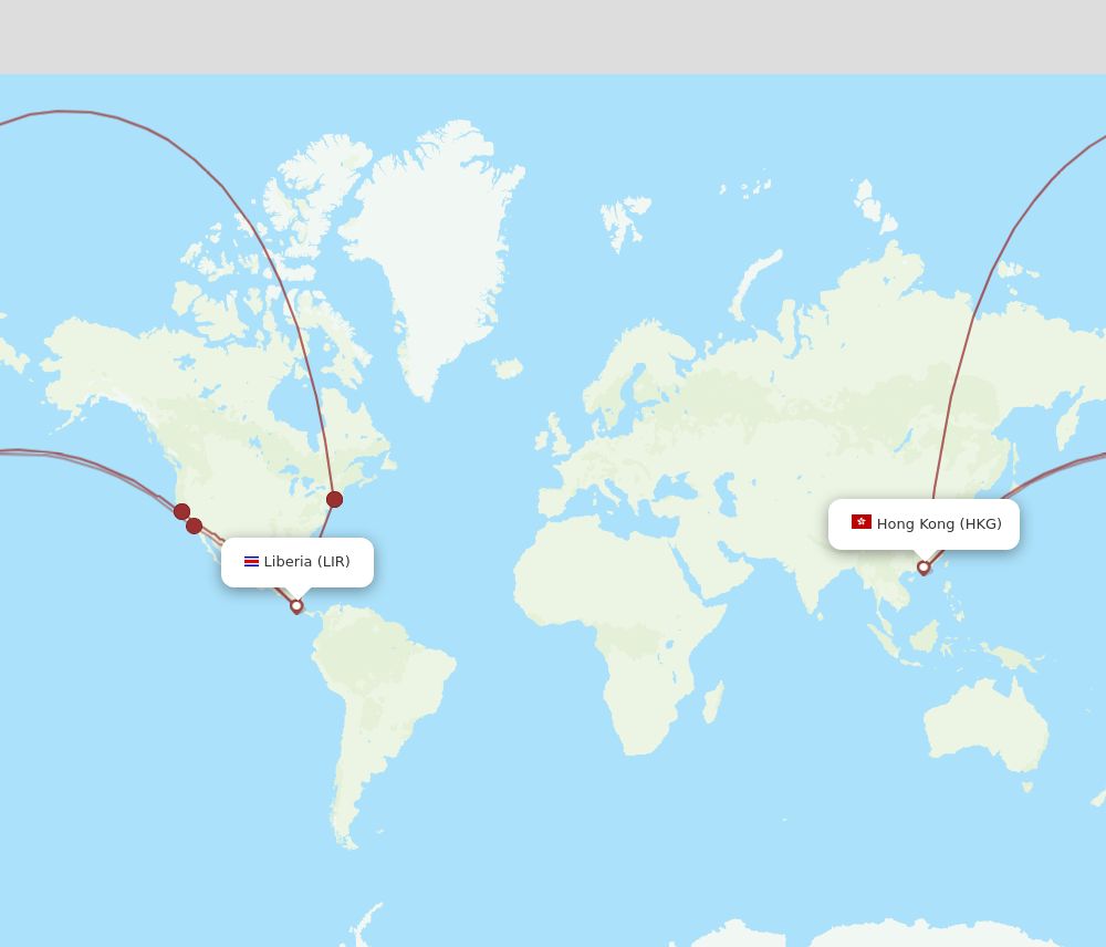 HKG-LIR flight routes