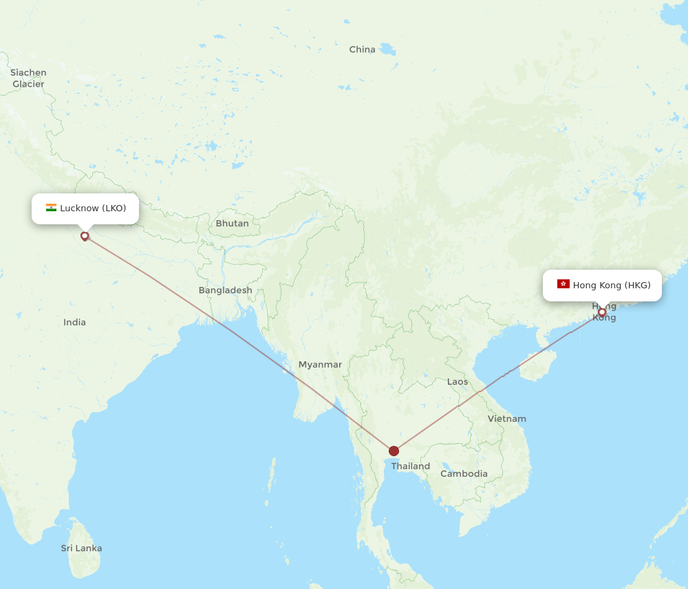 HKG to LKO flights and routes map