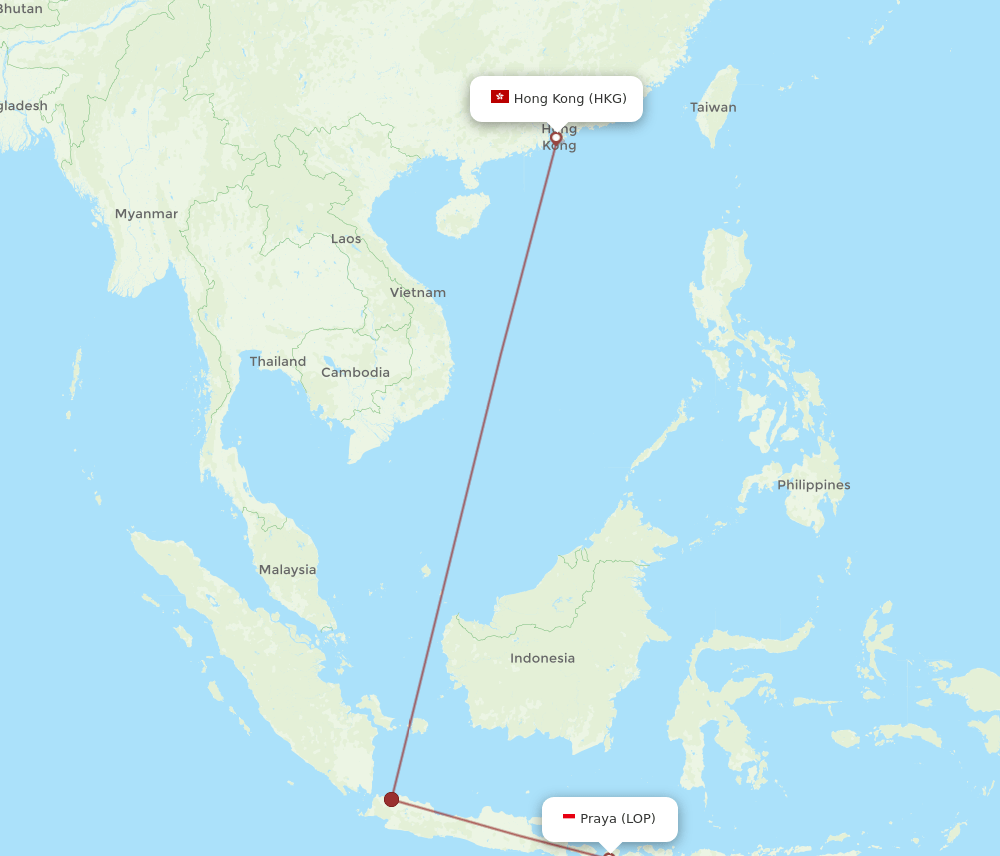 HKG-LOP flight routes