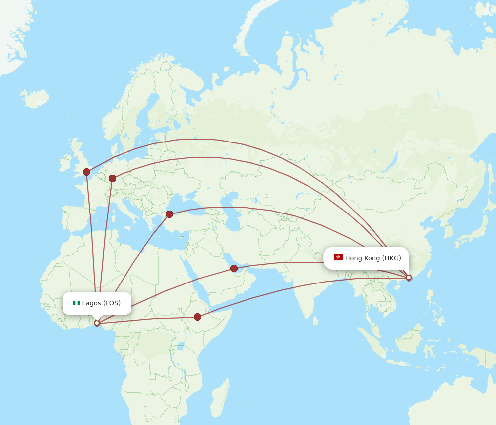 HKG-LOS flight routes