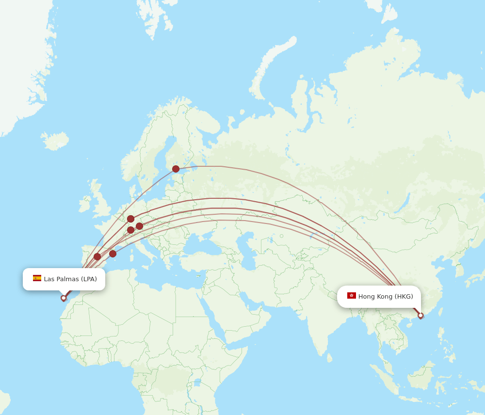HKG-LPA flight routes