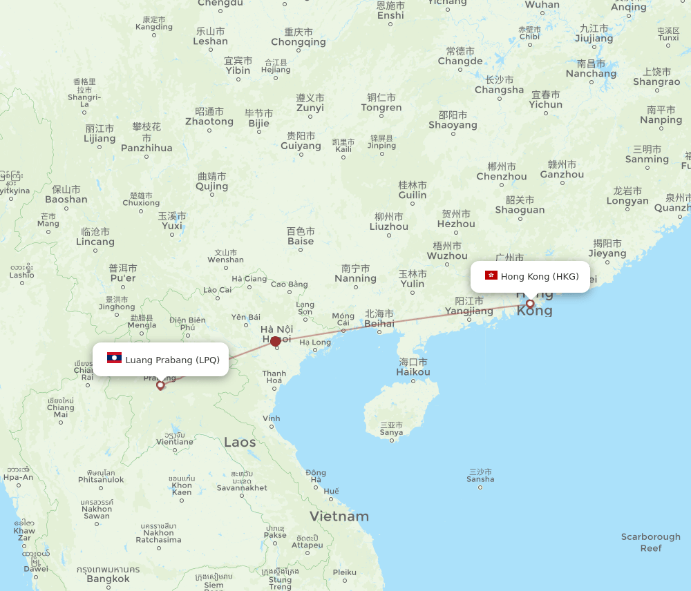 HKG-LPQ flight routes