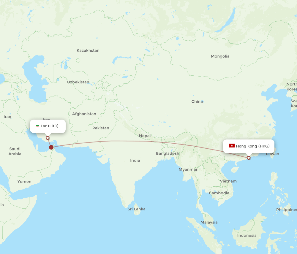 HKG-LRR flight routes