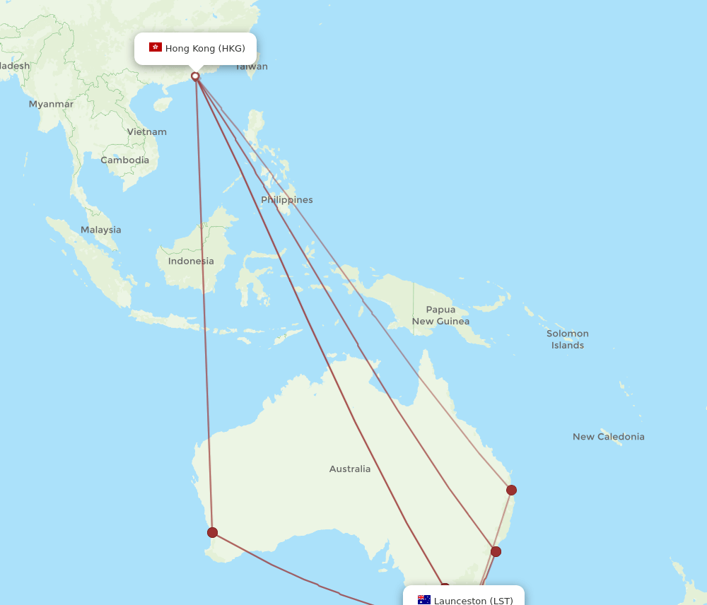 HKG to LST flights and routes map