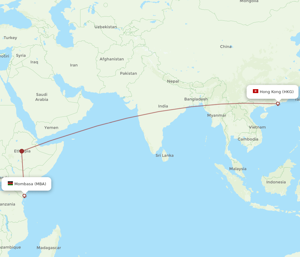 HKG-MBA flight routes