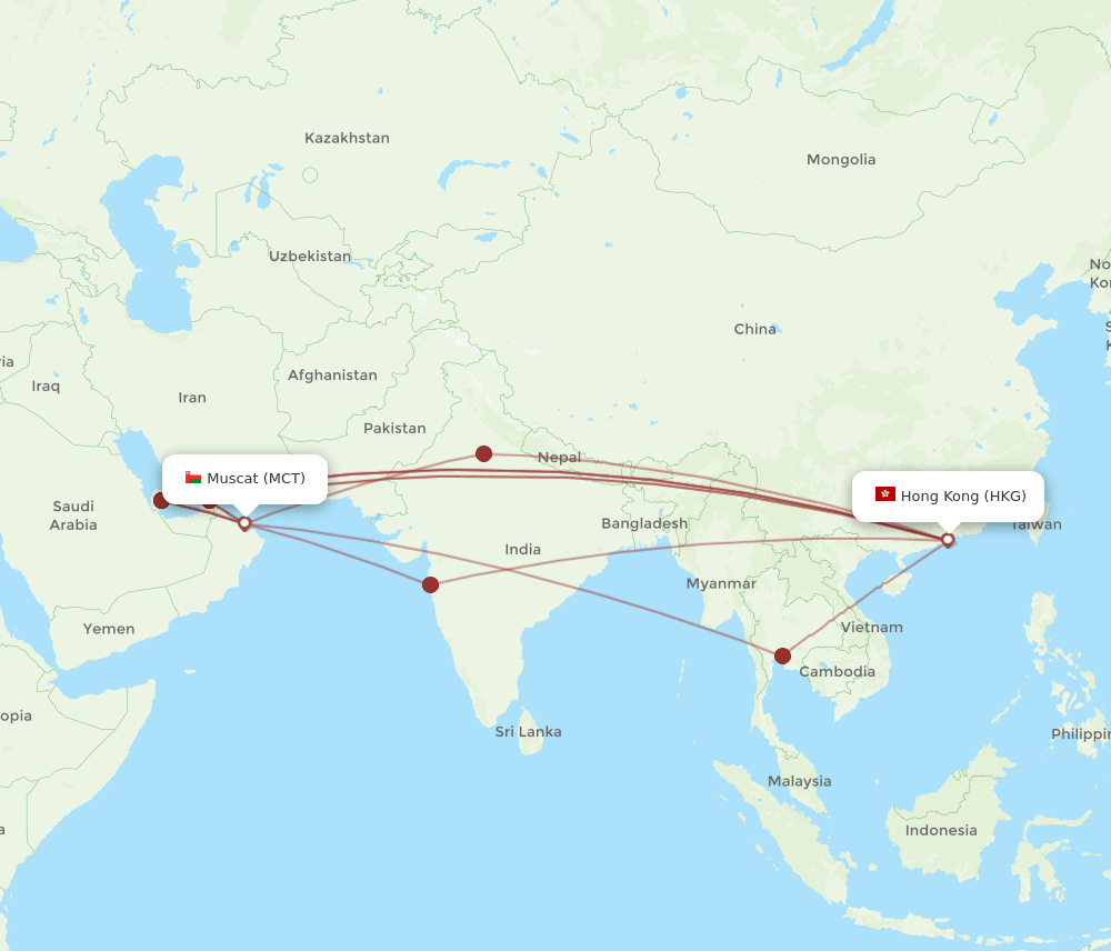 HKG-MCT flight routes