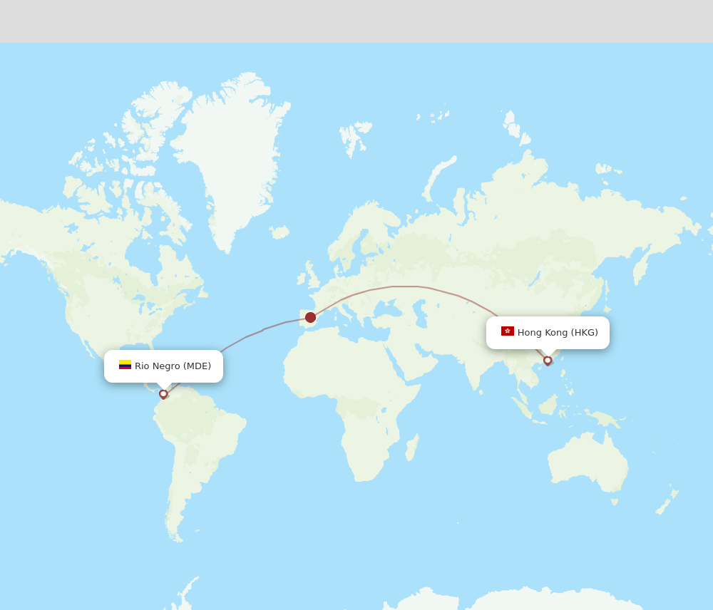 HKG to MDE flights and routes map