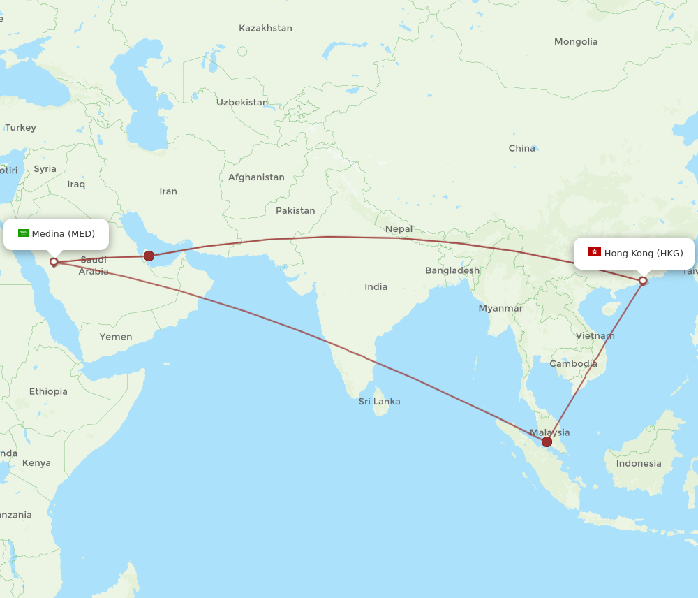 HKG-MED flight routes