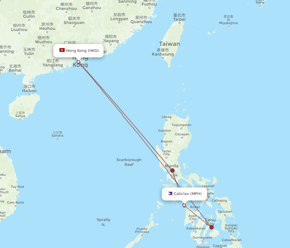 HKG-MPH flight routes
