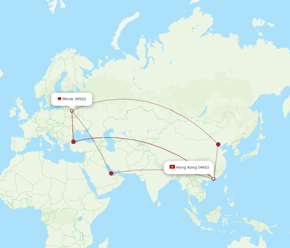 HKG-MSQ flight routes