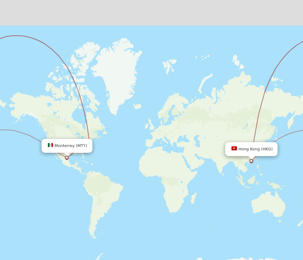 HKG to MTY flights and routes map