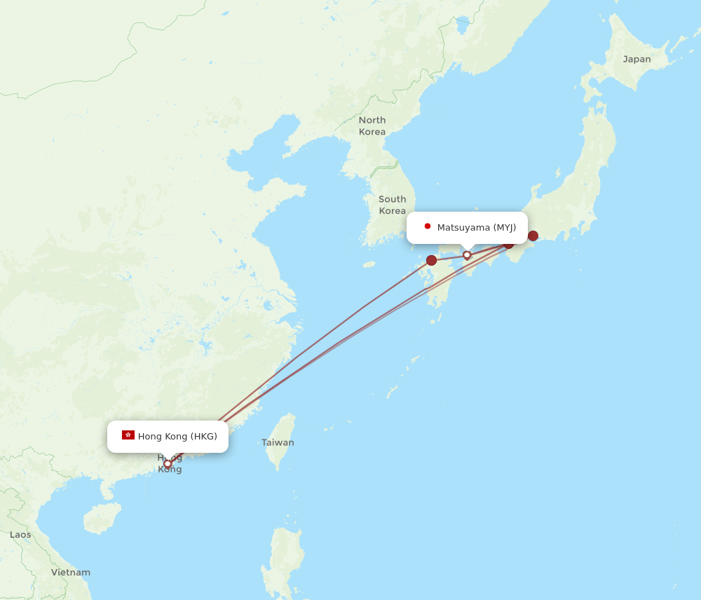 HKG-MYJ flight routes