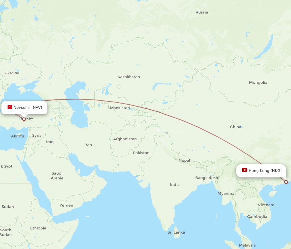 HKG-NAV flight routes