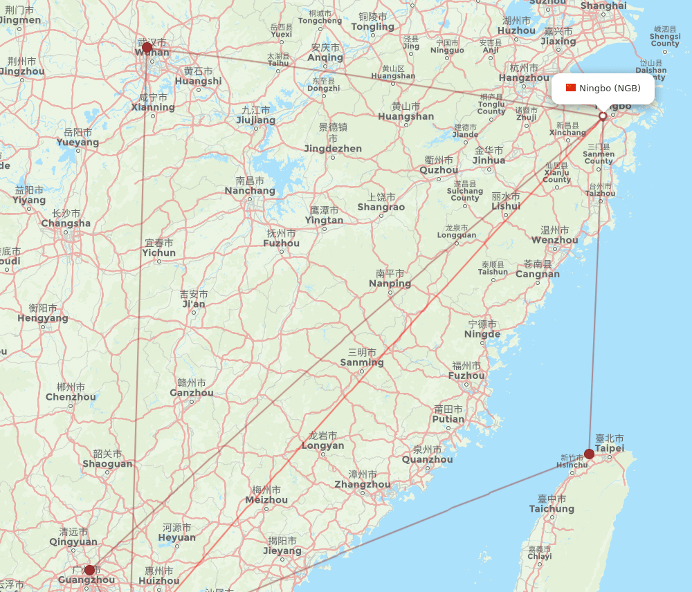 HKG-NGB flight routes