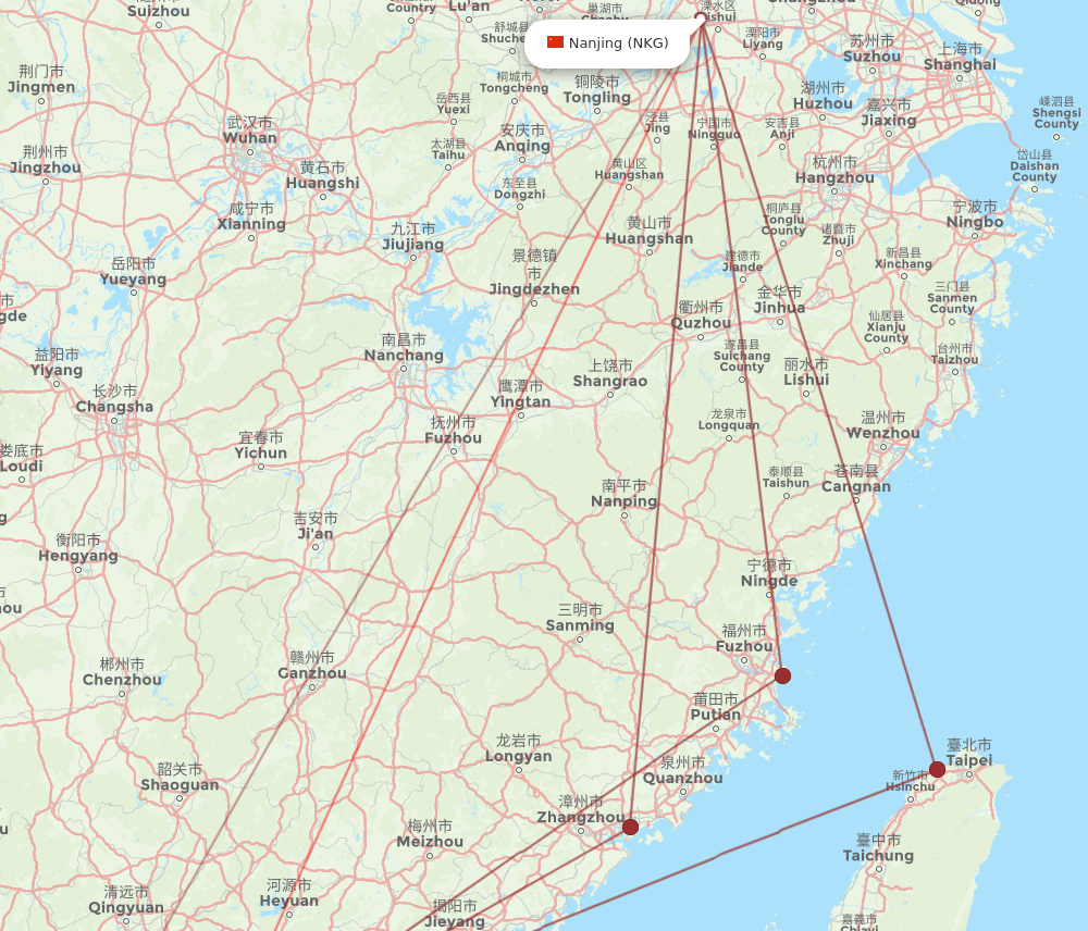 HKG to NKG flights and routes map