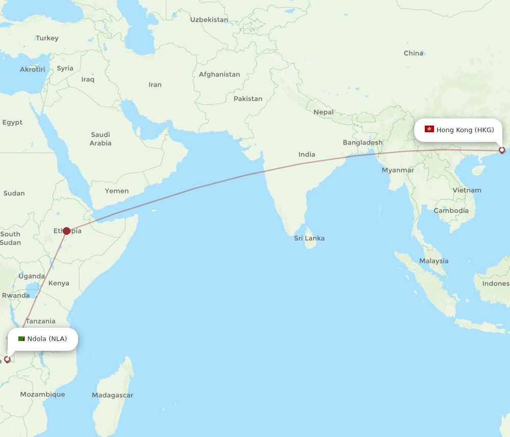 HKG-NLA flight routes