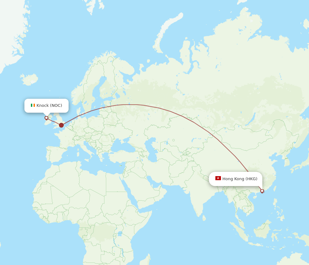 HKG-NOC flight routes