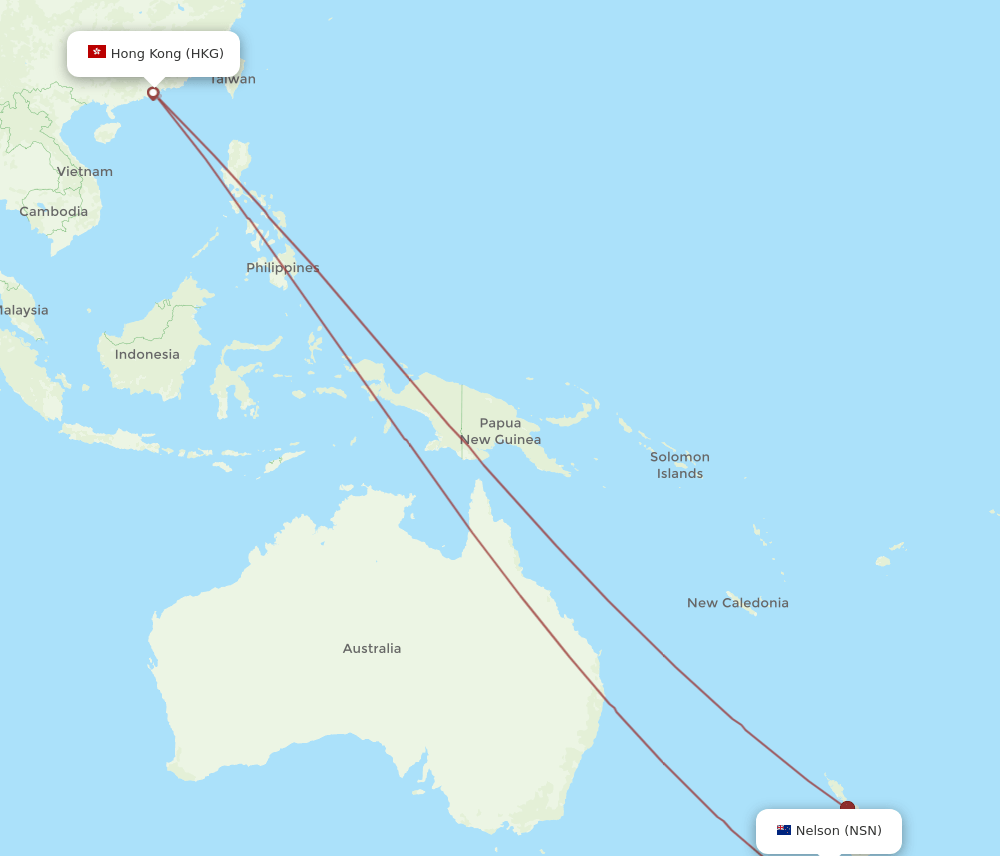 HKG-NSN flight routes