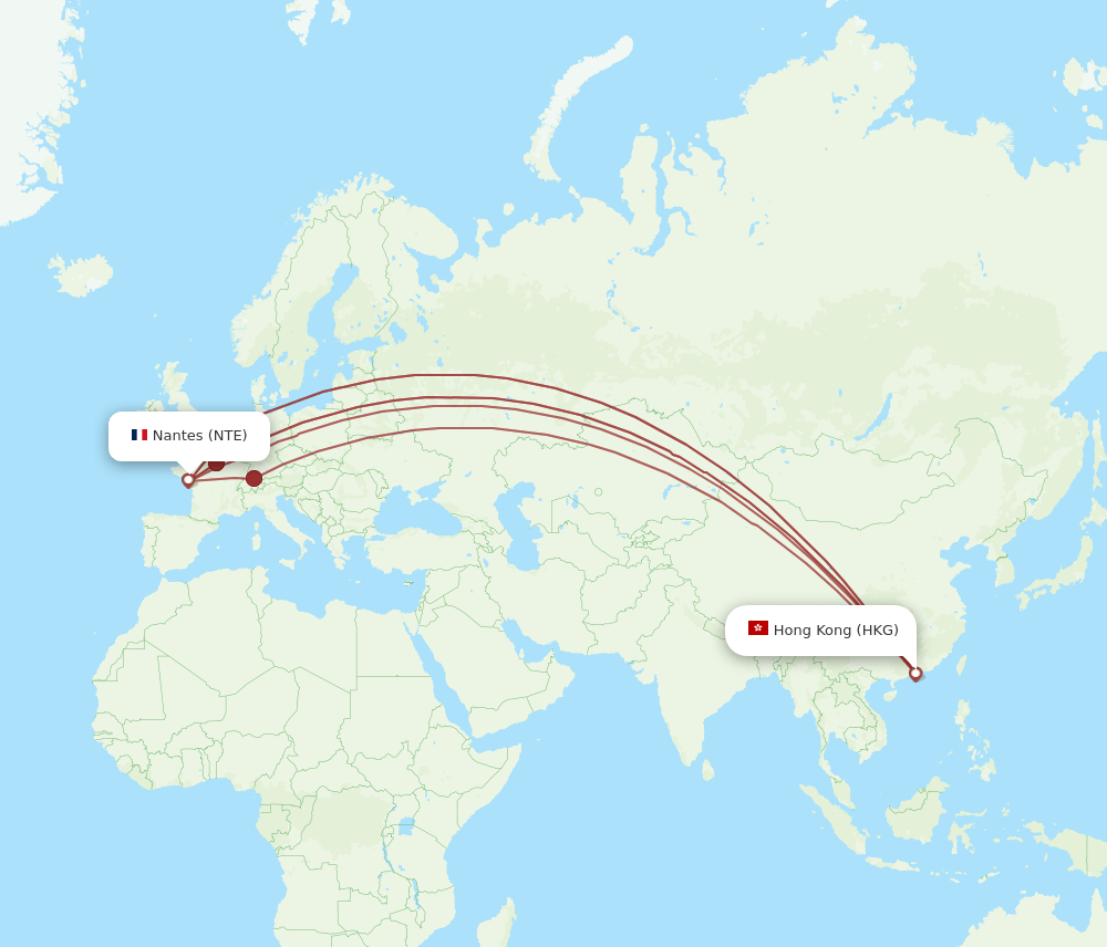 HKG-NTE flight routes