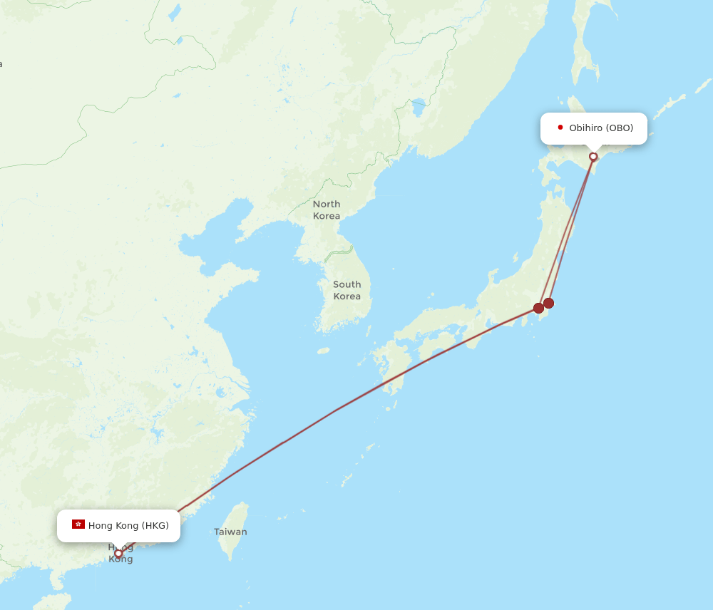 HKG-OBO flight routes