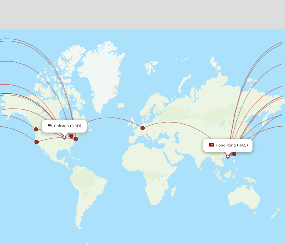 HKG to ORD flights and routes map