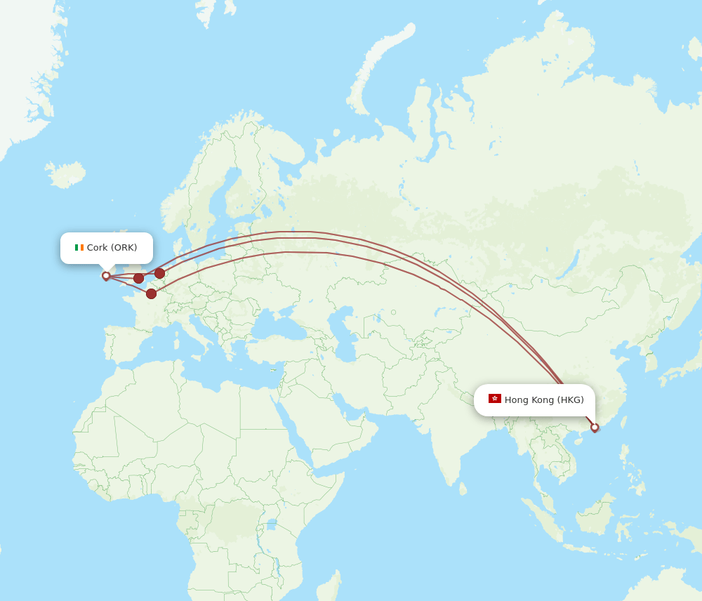 HKG-ORK flight routes
