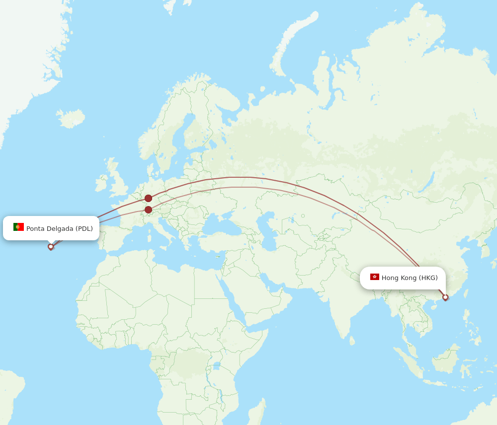 HKG-PDL flight routes