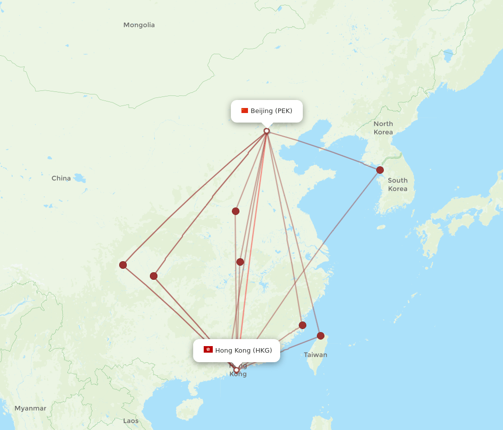 HKG-PEK flight routes