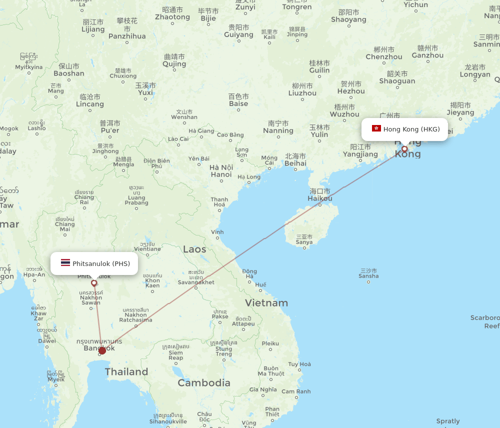 HKG-PHS flight routes