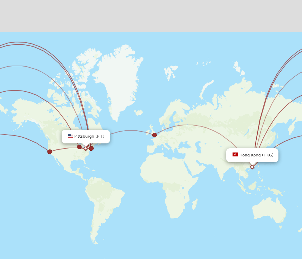 HKG-PIT flight routes