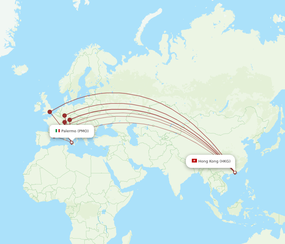 HKG-PMO flight routes