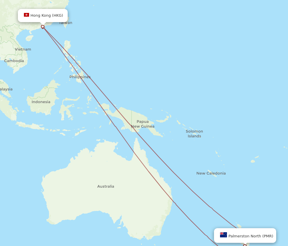 HKG-PMR flight routes