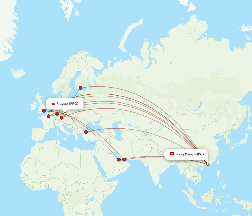 HKG-PRG flight routes