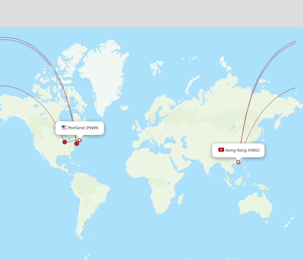 HKG to PWM flights and routes map