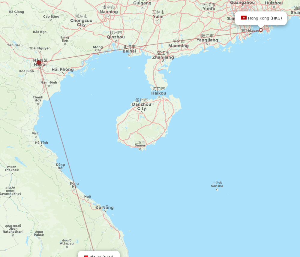 HKG to PXU flights and routes map