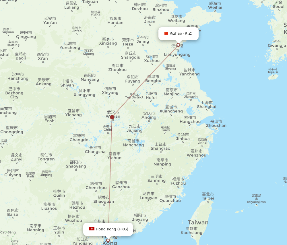 HKG-RIZ flight routes