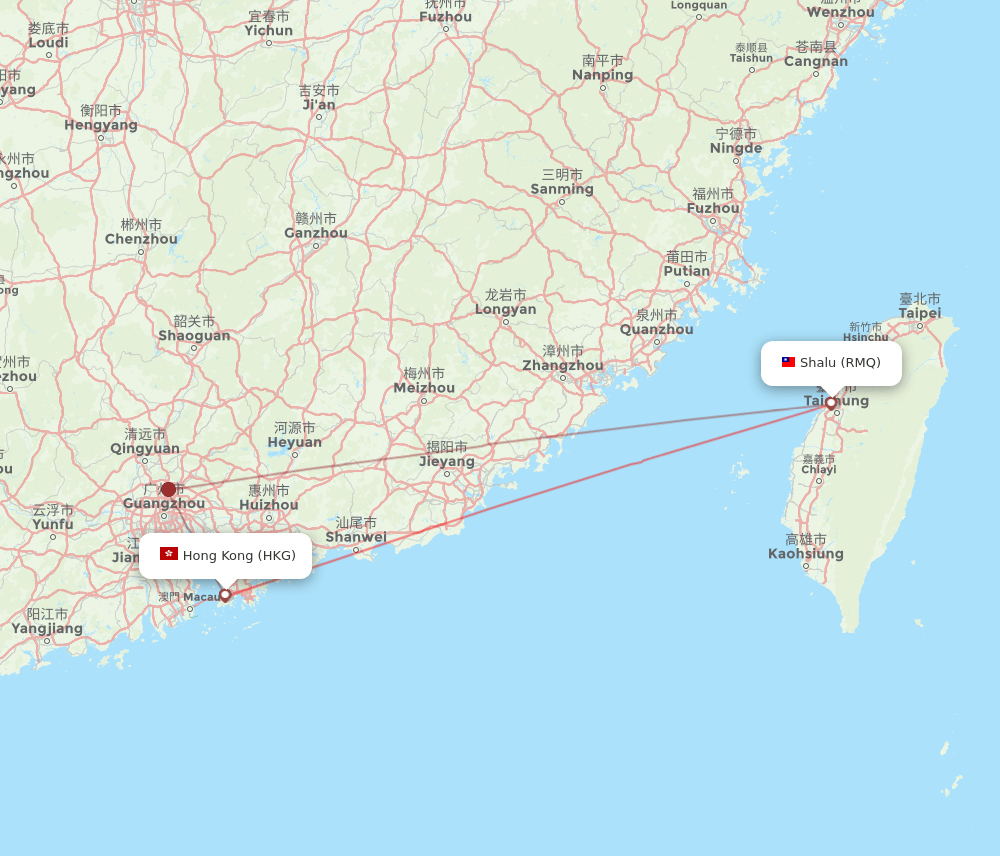 HKG to RMQ flights and routes map