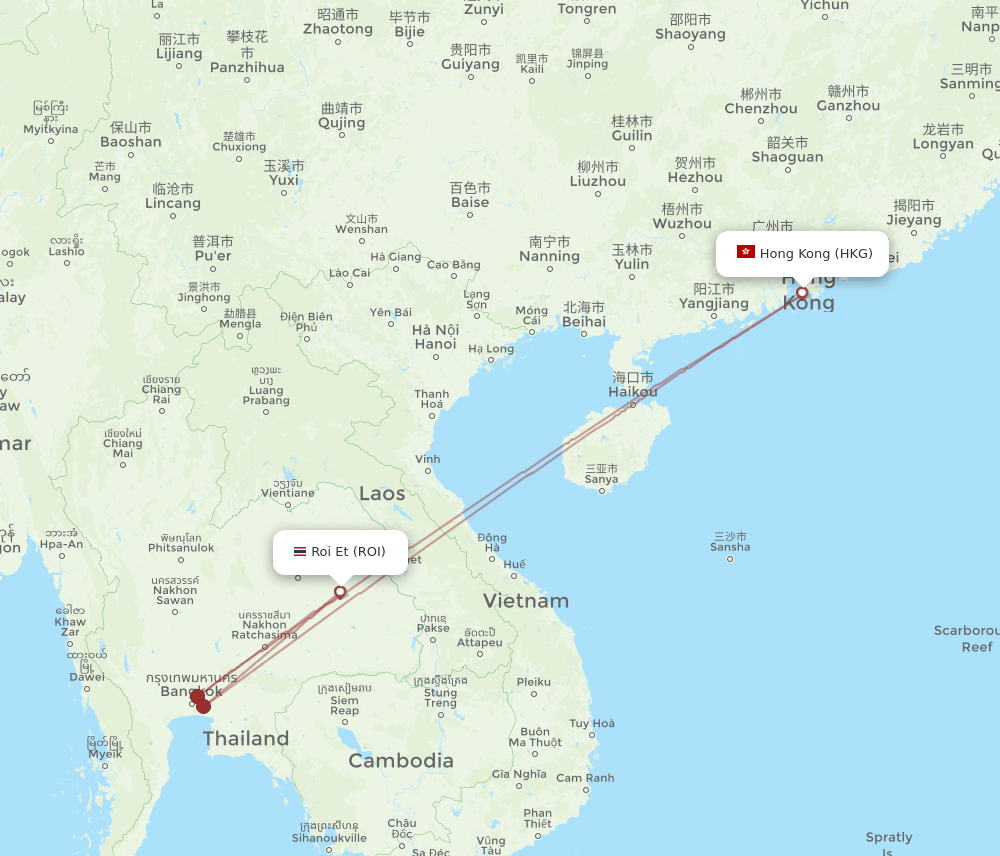 HKG-ROI flight routes