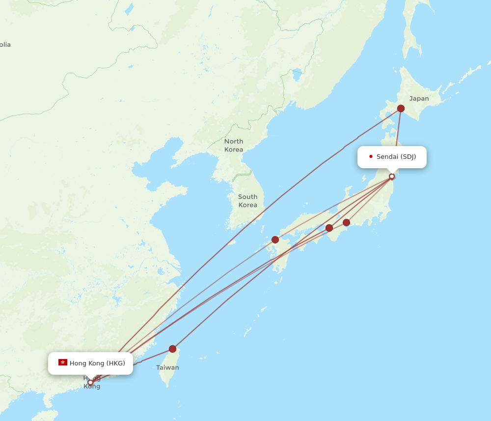 HKG to SDJ flights and routes map