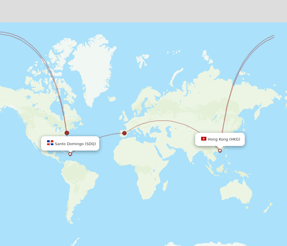 HKG-SDQ flight routes