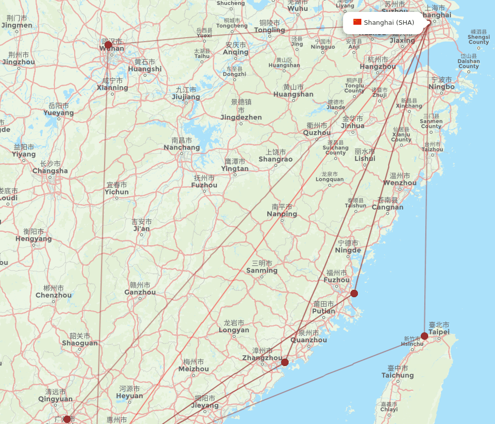 HKG-SHA flight routes