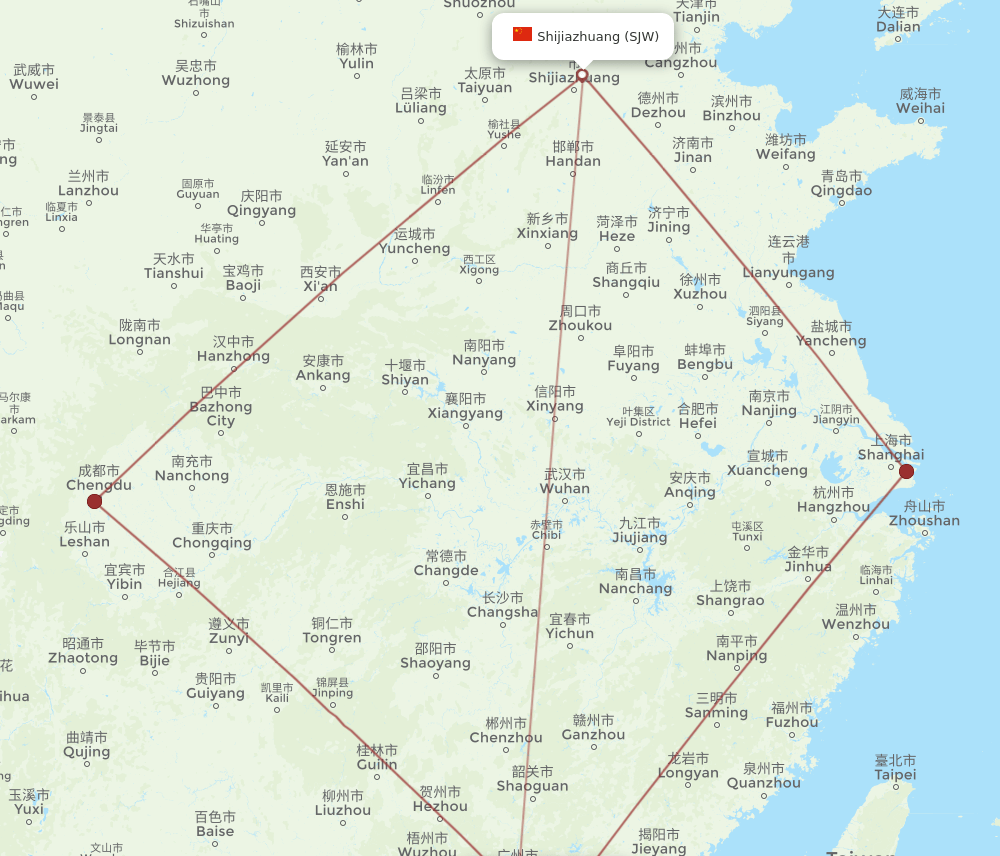 HKG to SJW flights and routes map
