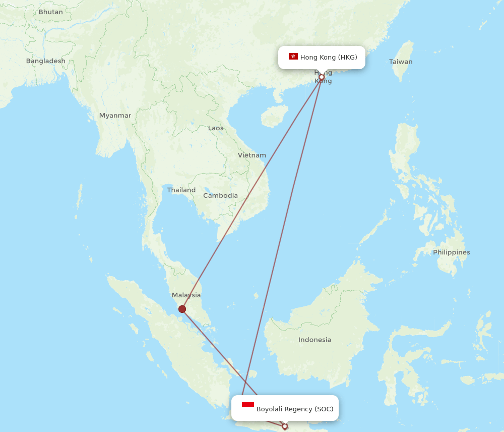 HKG-SOC flight routes