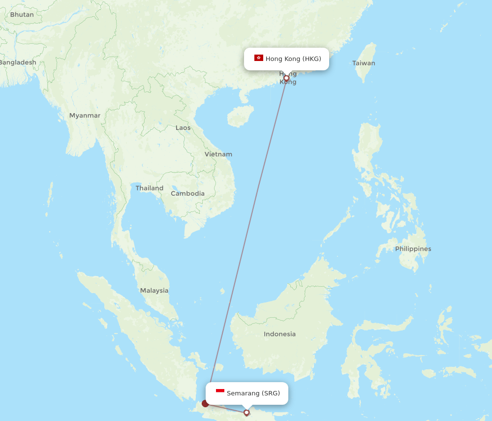 HKG-SRG flight routes
