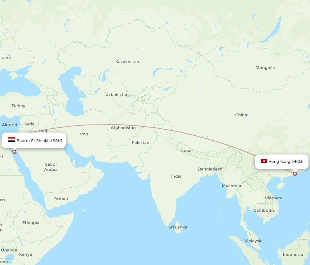 HKG-SSH flight routes