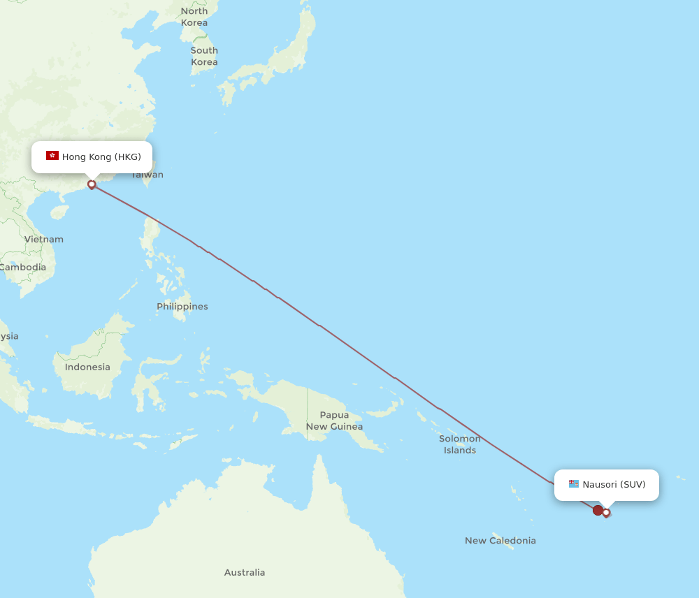 HKG-SUV flight routes
