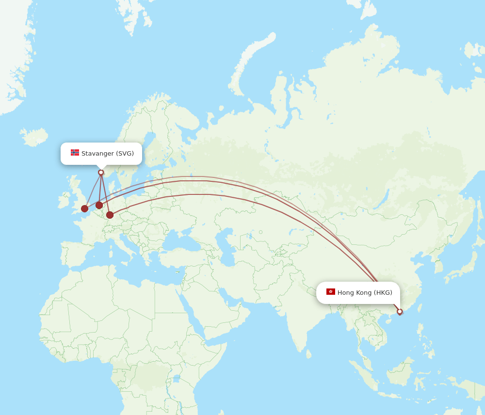 HKG-SVG flight routes